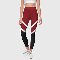 Леггинсы женские Красный с чёрным и белые полосы, цвет: 3D-принт — фото 2