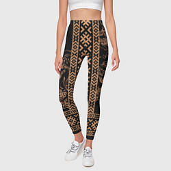 Леггинсы женские Золотой дракон с узорами славянскими, цвет: 3D-принт — фото 2