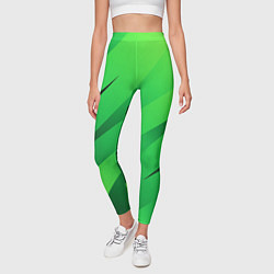 Леггинсы женские Сочный зелёный абстрактные полосы, цвет: 3D-принт — фото 2