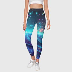 Леггинсы женские Сине-фиолетовая волнистая текстура, цвет: 3D-принт — фото 2