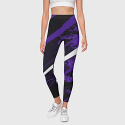 Леггинсы женские Color black purple line, цвет: 3D-принт — фото 2