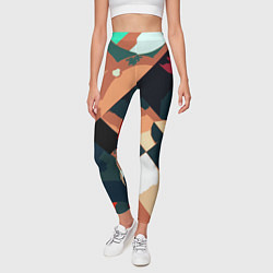 Леггинсы женские Сине-бежевый абстракция, цвет: 3D-принт — фото 2