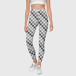 Леггинсы женские Черный и серый горох на белом фоне, цвет: 3D-принт — фото 2