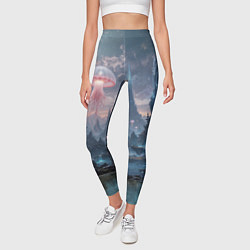 Леггинсы женские Фантастический мир с медузами и озеро у гор, цвет: 3D-принт — фото 2