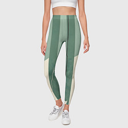 Леггинсы женские Зеленые полосы, цвет: 3D-принт — фото 2