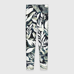 Женские легинсы Чёрно-белый стилизованный цветочный
