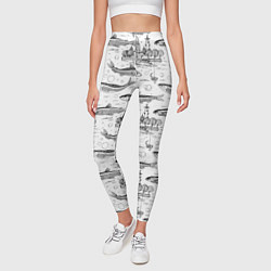 Леггинсы женские Корюшка и рыбалка в Питере паттерн, цвет: 3D-принт — фото 2
