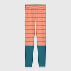 Леггинсы женские Полосатый мандариновый морской рассвет, цвет: 3D-принт