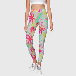 Леггинсы женские Palm yellow pink, цвет: 3D-принт — фото 2