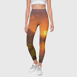 Леггинсы женские Закат - Minecraft, цвет: 3D-принт — фото 2