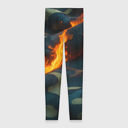 Леггинсы женские Огонь на камуфляжной ткани, цвет: 3D-принт