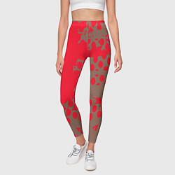 Леггинсы женские Абстрактные алые пятна на цвете какао, цвет: 3D-принт — фото 2