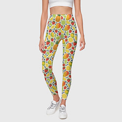 Леггинсы женские Ягоды и фрукты паттерн, цвет: 3D-принт — фото 2