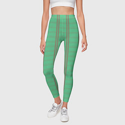 Леггинсы женские Color green cage brown stripes, цвет: 3D-принт — фото 2