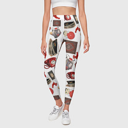 Леггинсы женские Неваляшка утюг ретро авоська петушок телефон, цвет: 3D-принт — фото 2