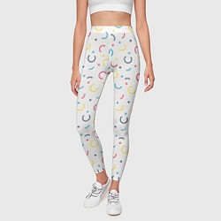 Леггинсы женские Цветные точки и дуги на белом, цвет: 3D-принт — фото 2
