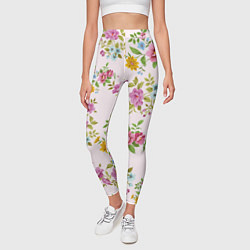 Леггинсы женские Розовый букеты, цвет: 3D-принт — фото 2