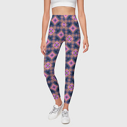 Леггинсы женские Фиолетово-розовый геометрический паттерн, цвет: 3D-принт — фото 2