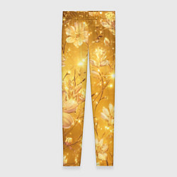 Женские легинсы Цветочный золотой с искрами