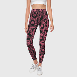 Леггинсы женские Тёмный пыльно-розовый стилизация под леопарда, цвет: 3D-принт — фото 2