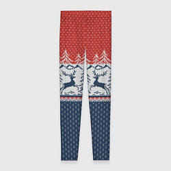 Леггинсы женские Вязаный узор с оленями, цвет: 3D-принт
