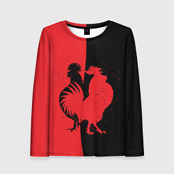 Лонгслив женский Черное и красное, цвет: 3D-принт