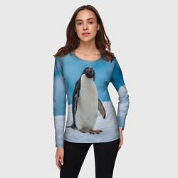 Лонгслив женский Пингвин на айсберге, цвет: 3D-принт — фото 2