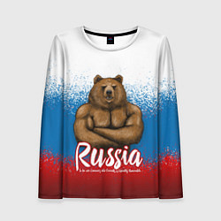 Лонгслив женский Russian Bear, цвет: 3D-принт