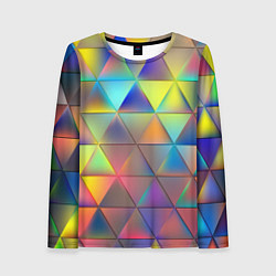 Лонгслив женский Разноцветные треугольники, цвет: 3D-принт