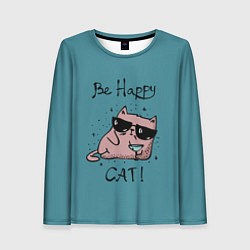 Женский лонгслив Be Happy Cat