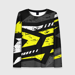 Женский лонгслив Black yellow abstract sport style