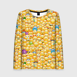 Лонгслив женский Смайлики Emoji, цвет: 3D-принт