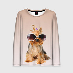 Лонгслив женский Собака в очках, цвет: 3D-принт