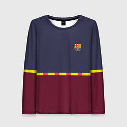 Лонгслив женский FC Barcelona Flag and team Logo 202122, цвет: 3D-принт