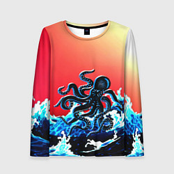 Женский лонгслив Кракен в Море Градиент