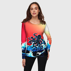 Лонгслив женский Кракен в Море Градиент, цвет: 3D-принт — фото 2