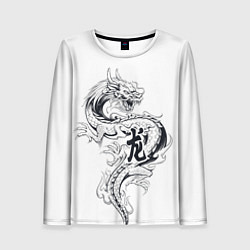 Лонгслив женский Китайский дракон на белом фоне, цвет: 3D-принт