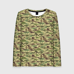 Женский лонгслив Динозавры камуфляж