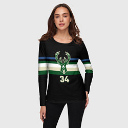 Лонгслив женский Milwaukee Bucks форма Яннис Адетокумбо, цвет: 3D-принт — фото 2