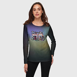 Лонгслив женский SUICIDE SQUAD 2016 лого металл, цвет: 3D-принт — фото 2