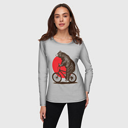 Лонгслив женский Медведь на велосиеде, цвет: 3D-принт — фото 2