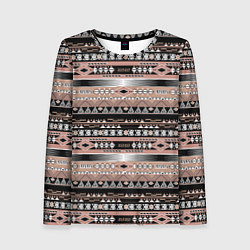 Лонгслив женский Полосатый этнический орнамент, цвет: 3D-принт