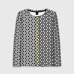 Женский лонгслив Цветок Жизни чёрно-белый