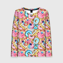 Лонгслив женский Вкусный узор из сладостей, цвет: 3D-принт