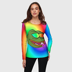 Лонгслив женский Pepe rainbow, цвет: 3D-принт — фото 2