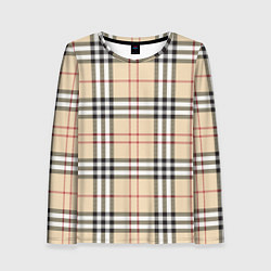 Лонгслив женский Клетчатый принт в стиле Burberry, цвет: 3D-принт