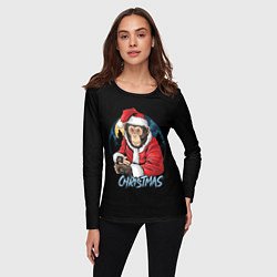 Лонгслив женский CHRISTMAS обезьяна, цвет: 3D-принт — фото 2