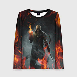Лонгслив женский TES SKYRIM DOVAHKIN FLAME ДРАКОНОРОЖДЕННЫЙ, цвет: 3D-принт