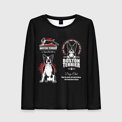 Лонгслив женский Бостон-Терьер Boston Terrier, цвет: 3D-принт