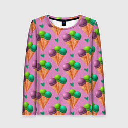 Лонгслив женский Мороженое шарики, цвет: 3D-принт
